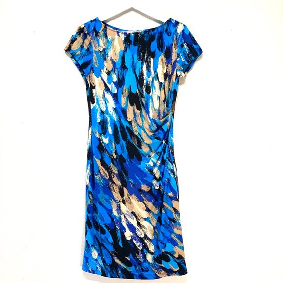 Muse Short Sleeve Midi Blue Mock Wrap Dress Size 8 - Picture 1 of 7